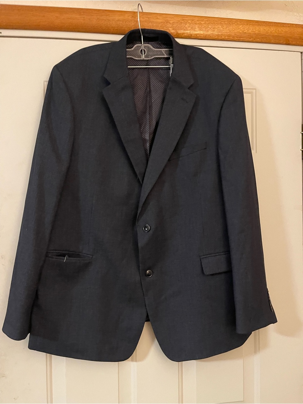 Van Heusen Cool Flex Mens 48R Blue Solid Slim Fit Suit Jacket 2 Button Vent